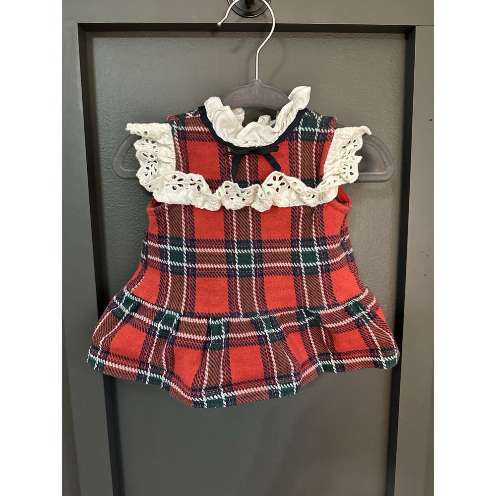 Janie & Jack Plaid Ruffle Peplum Top With Eyelet Collar - Size 6-12 Months, Girl